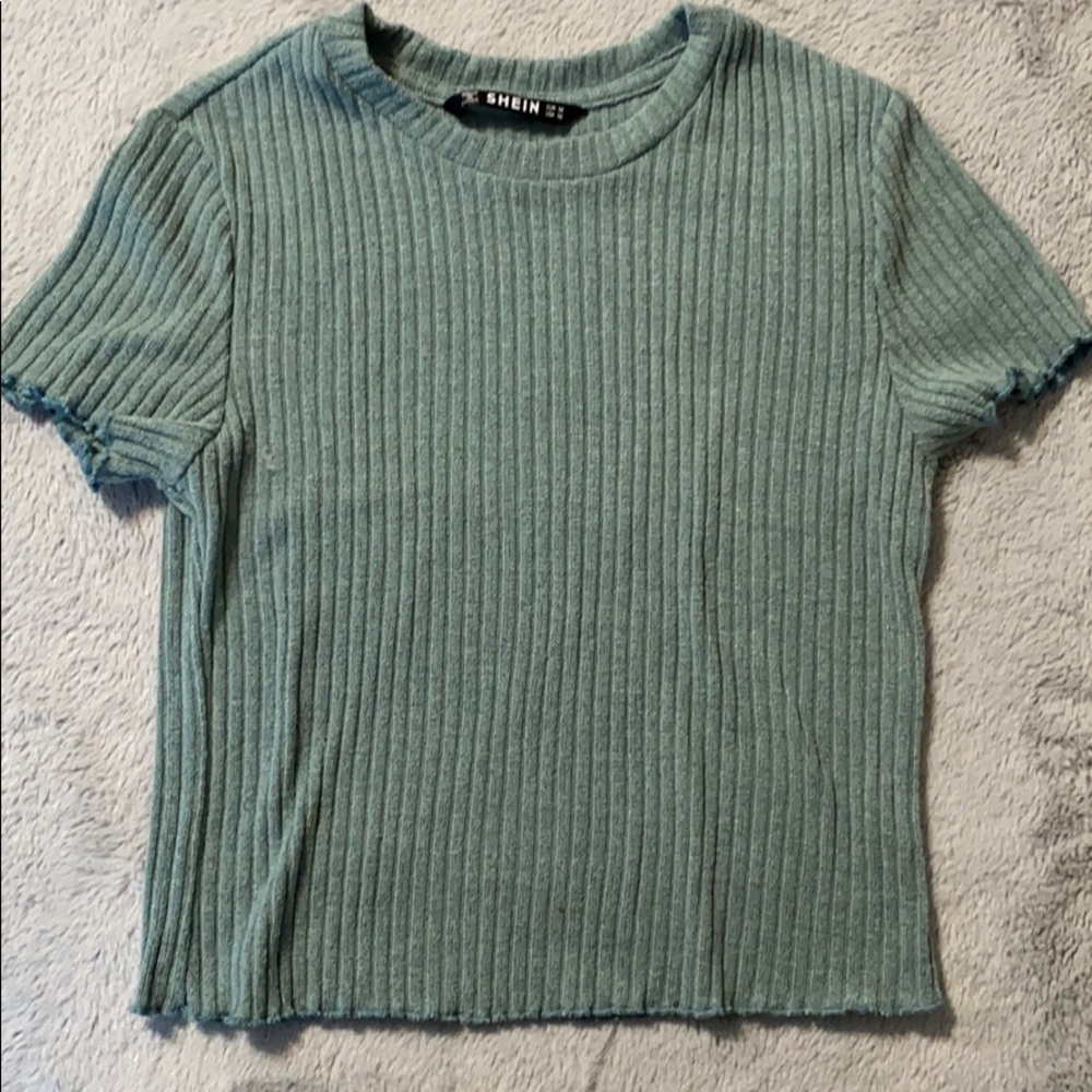 green crop tee rib knit - Picture 1 of 2